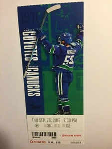 VANCOUVER CANUCKS VS ARIZONA COYOTES 26. SEPTEMBER 2019 TICKET STUB - Bild 1 von 1