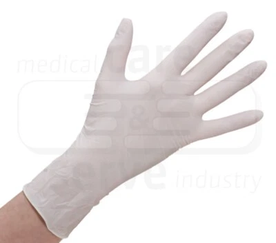 WIROS care&serve-Hygiene, Einmal-Einweg-Latex Handschuhe, gepudert, glatt, naturweiß,