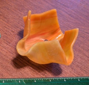 🔥 Vibrant Orange Slag Glass Kerchief Bowl Oceanside Accent 3" Tall x 3.5 Wide🔥 - Picture 1 of 8