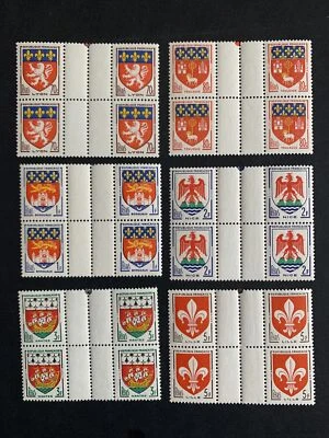 2/9056 France Stamp 1951- 70c-5f 6 Gutter Blocks MNHOG Beautiful Coll - Image 1 of 2