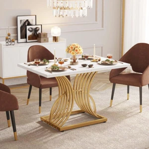 Modern Dining Table for 4 People 47 Inch Rectangular Kitchen Table - Picture 1 of 7