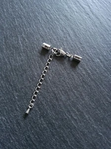 5 Stainless Steel Crimp End Sets for 3mm - 3.5mm Round Cord Necklaces & Extender - Picture 1 of 6