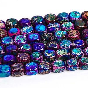 Cuentas sueltas cubo AA de sedimentos marinos azules púrpura natural 7X5 mm - Imagen 1 de 3