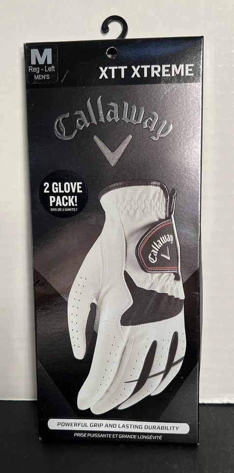2 Callaway XTT Xtreme Mens Golf Gloves Left Hand Regular Size Medium M