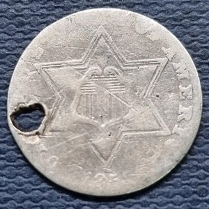 1858 Three Cent Silver Trime 3c Circulated Details #79432 - Picture 1 of 2