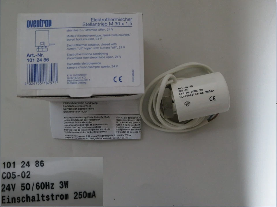 Oventrop Elektrothermischer Stellantrieb 24V Art.-Nr. 101 24 86 11-5 #3609