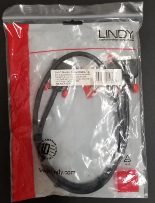* Lindy 1 m DVI-D Kabel. Single Link Stecker zu Stecker. Schwarz - Bild 1 von 2