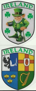 Set of 2 Ireland Irish Shield Shape Internal Car Window Sticker Decals - Picture 1 of 1