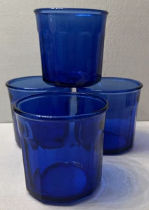 Juego de 4 Vasos de Vidrio Luminarc 500 Azul Cobalto 10 Paneles 3.75" Hecho en Francia  - Imagen 1 de 5