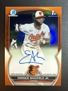 2023 Bowman Draft Baseball Enrique Bradfield Jr Orange Auto /25 CDA-EBR Orioles - Picture 1 of 6