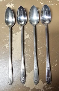 Juego de 4 cucharas de té heladas antiguas monarca plato de plata Martinica 1900-1920 - Imagen 1 de 7