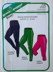 Green Pepper F736 Stirrup Ankle Capri SPORTIGHTS Pants Sewing Pattern Sz S-2XL - Picture 1 of 1