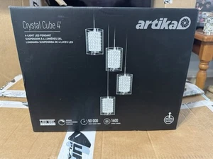 Artika Crystal Cube 4-Light LED Pendant Light Chrome Modern Fixture PDT-4CC-C - Picture 1 of 3