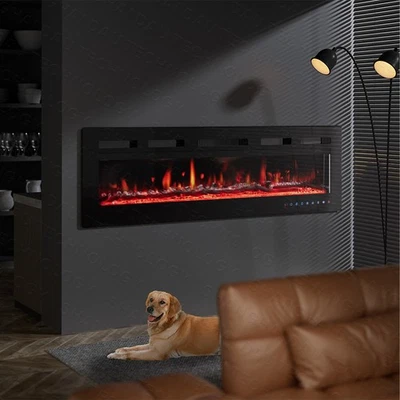 Inserto Chimenea Eléctrica 60" Montado en Pared/Empotrado Control Remoto 12 Colores Llama 1500W Foto 1 de 4