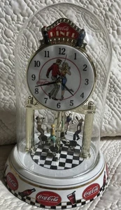 Coca Cola Antique "The Diner" Anniversary Clock Glass w/ Rotating Pendulum - Picture 1 of 7