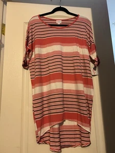 Neu LuLaRoe Irma lockere Tunika Top koralle jade Streifen Größe Small - Bild 1 von 1