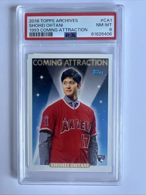 2018 TOPPS ARCHIVES 1993 COMING ATTRACTION #CA1 SHOHEI OHTANI RC PSA 8 - Image 1 of 2