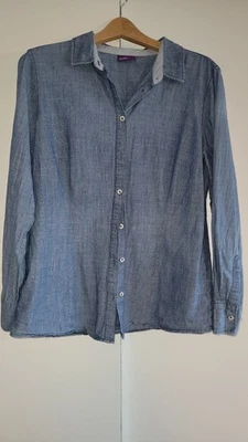 living crafts Chambray Hemdbluse, Größe L (42/44), blau meliert - Bild 1 von 3