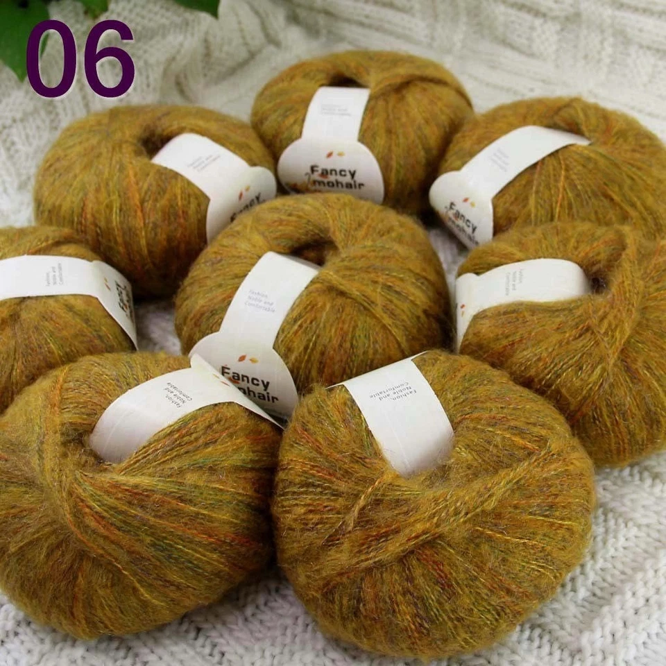 Sale 8 SkeinsX50gr Fluffy Soft MOHAIR Rainbow Shawls Hand Knit Crochet Yarn 06 - Image 1 of 4