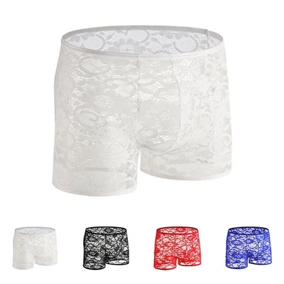 Transparent Lace Boxers for Men Stylish Mesh Underwear in Various Colors - image 1 of 4