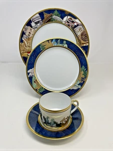 Bernardaud Limoges Metropoles Paris 4 Pieces Dinner Salad Plates Cup and Saucer - Picture 1 of 15
