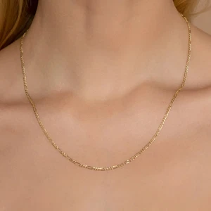 Collar de cadena Figaro de oro amarillo sólido de 14 quilates de 2,5 mm broche de langosta de 20 pulgadas - Imagen 1 de 6