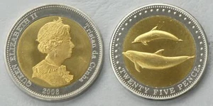Tristan da Cunha 25 Pence Sondermünze 2008 Delfine KM# 33 unz. - Picture 1 of 1