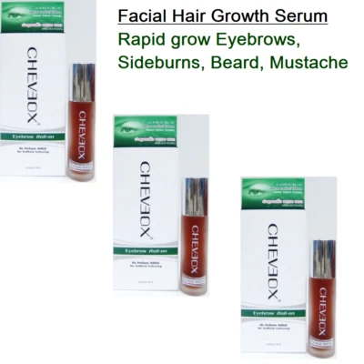 3X Facial Hair Growth Serum Beard Eyebrows Mustache Beard Sideburns Rapid Grow  - Image 1 of 4