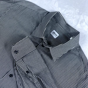 Armani Collezioni Shirt Men's Sz XL Grey Striped Button Up Business Casual - Picture 1 of 14
