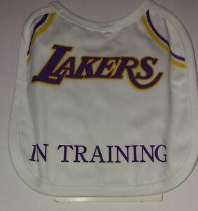 Vintage 1985 LAKERS BABY BIB. LAKER IN TRAINING DEAD STOCK USA  MARLYN MEADE