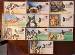 US Geerlings Set of 10 Resque Animals FDC's 2010 Complete set Dogs and Cats - Picture 1 of 1