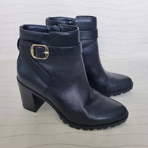Giani Bernini Womens Katya Leather Memory Foam Black Zipper Booties Shoes Sz 8M - Picture 1 of 15
