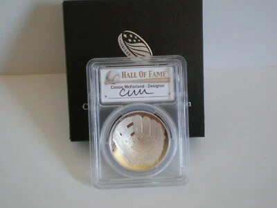 2014-P CASSIE McFARLAND HALL of FAME SILVER $1.COIN PCGS PR70DCAM F.S. SIGNED  - Image 1 of 4