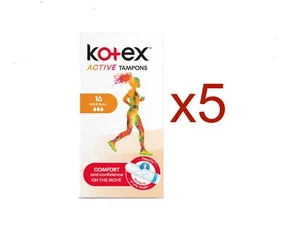 5x KOTEX ACTIVE NORMAL Tampons 16 pcs. - Picture 1 of 2