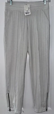 Hue Skimmer Mujer Leggings Off White Pantalones a Rayas Cremallera Tobillos M (8-10) Foto 1 de 4