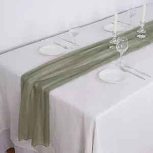 72" Dusty Sage Chiffon Extra Long Table Top Runner Wedding Banquet Party - Picture 1 of 9