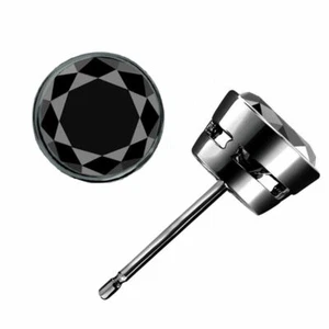  14K Black Gold 0.50 CARAT Natural Black Diamond Bezel Solitaire Single Stud - Picture 1 of 1