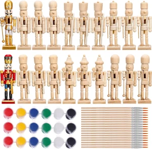 57 Pcs Christmas Unfinished Nutcracker Figures Set Include 18 Wooden Unpainted N - Picture 1 of 12