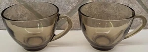 Set Of 2 Vintage Smoked Glass Coffee Cups 8 fl oz By KIG Indonesia Glass  - Picture 1 of 9