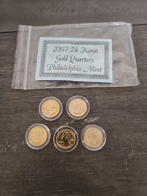 2007 Complete Set Of 24kt. Gold Plated State Quarters Philadelphia Mint - Image 1 of 4