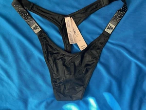 NWT Victoria Secret VERY SEXY L Black Scatter Shine Strap Brazilian Thong - Picture 1 of 4