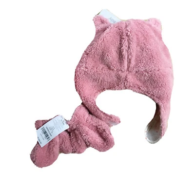NWT CARTER’S Baby Girl Pink Sherpa Bear Earflap Beanie & Mittens Set 12-24M, $26 - Image 1 of 4