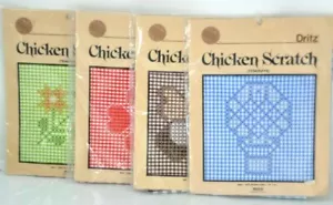 Dritz CHICKEN SCRATCH Kit Lot 14"X14" Squares Lot of 4 Pillow - Picture 1 of 5