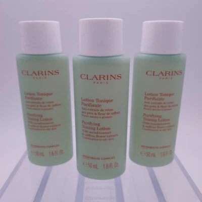 LOTE DE 3 Lociones Tonificantes Purificantes Clarins Combinadas a Grasas 1.6oz ea Foto 1 de 4