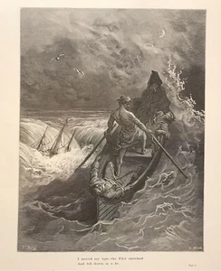 Antico Marinaio, Gustave Dore, 1884 incisione stampa arte antica piatto 32 - Foto 1 di 1