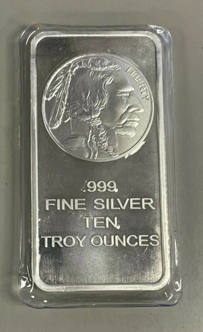 10 oz. Silver Silvertowne Buffalo Bar .999 Fine Silver Cover