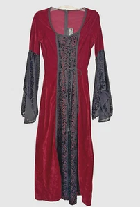 Red Crushed Velvet Gothic Dress #13 Medieval Renaissance Costume Cosplay Sz XS - Picture 1 of 5