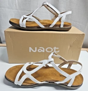 NAOT Women's Dorith Sandal White strappy slingback Leather 40/L9 - Picture 1 of 11