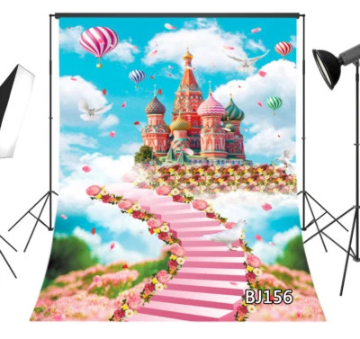 5X7FT Flower Stair Fairytale Castle Vinyl Studio Backdrop Background Photography - Image 1 of 4