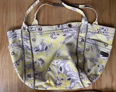 Thirty One Large Canvas Tote Travel Bag Awesome Blossom Yellow Flower - Image 1 of 4